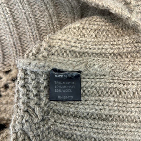 Berretti Cable Knit and Pattern All Over 3/4 Sleeve Brown Neutral Mohair/Wool M - Picture 4 of 10